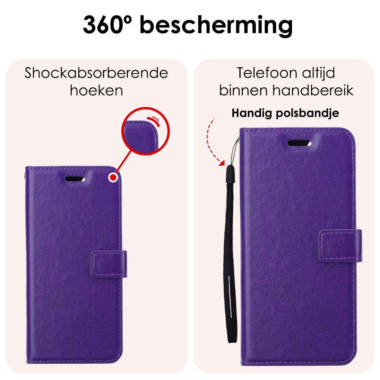 NoXx Hoes Geschikt voor Samsung A25 Hoesje Book Case Hoes Flip Cover Wallet Bookcase - Paars