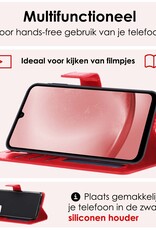 NoXx Hoes Geschikt voor Samsung A25 Hoesje Book Case Hoes Flip Cover Wallet Bookcase - Rood