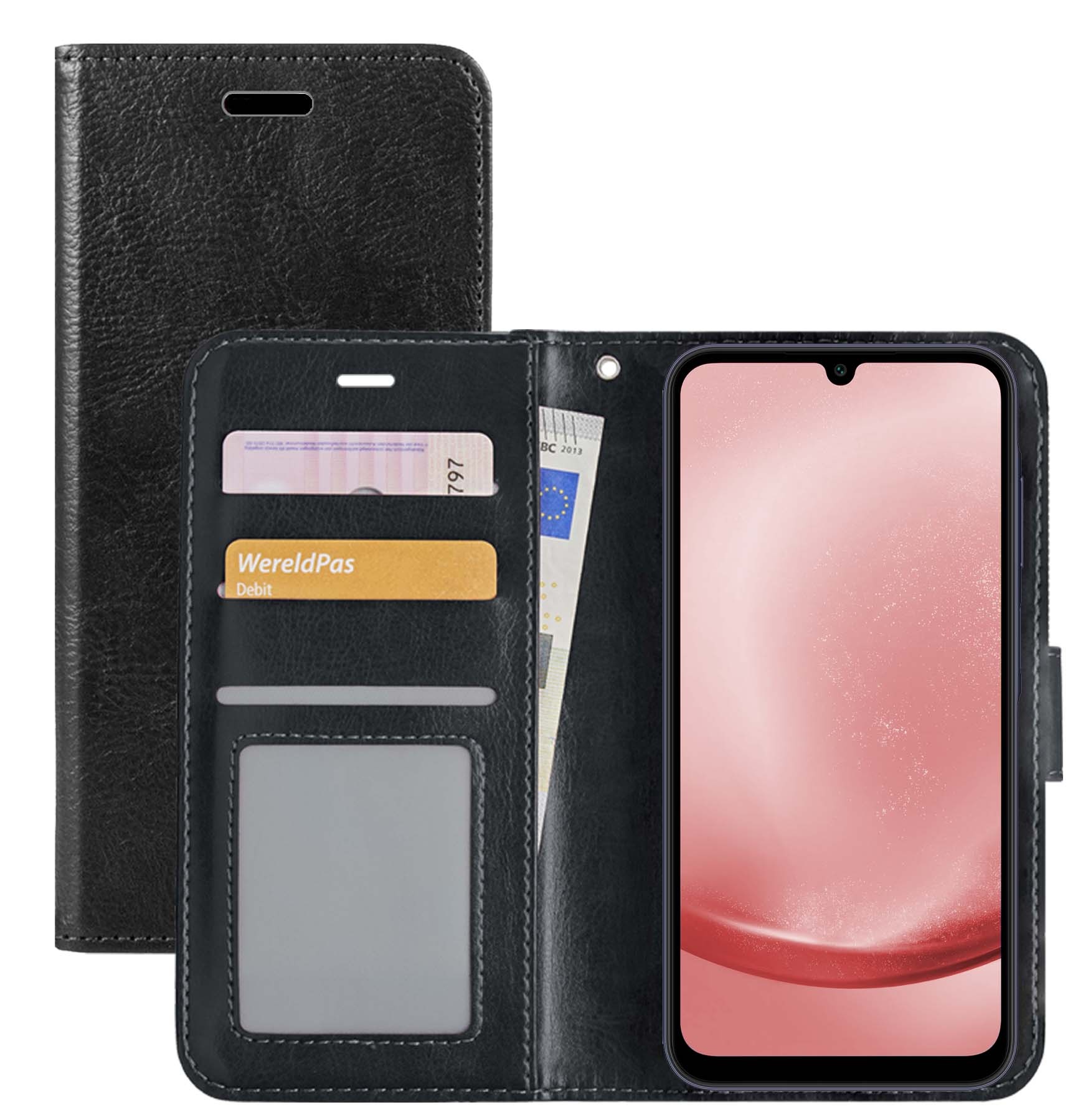 NoXx Hoes Geschikt voor Samsung A25 Hoesje Book Case Hoes Flip Cover Wallet Bookcase - Zwart