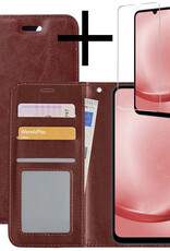 NoXx Hoes Geschikt voor Samsung A25 Hoesje Book Case Hoes Flip Cover Wallet Bookcase Met Screenprotector - Bruin
