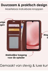 NoXx Hoes Geschikt voor Samsung A25 Hoesje Book Case Hoes Flip Cover Wallet Bookcase Met Screenprotector - Bruin