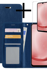 NoXx Hoes Geschikt voor Samsung A25 Hoesje Book Case Hoes Flip Cover Wallet Bookcase Met Screenprotector - Donkerblauw