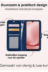 NoXx Hoes Geschikt voor Samsung A25 Hoesje Book Case Hoes Flip Cover Wallet Bookcase Met Screenprotector - Donkerblauw
