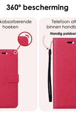 NoXx Hoes Geschikt voor Samsung A25 Hoesje Book Case Hoes Flip Cover Wallet Bookcase Met Screenprotector - Donkerroze