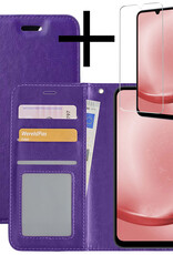 NoXx Hoes Geschikt voor Samsung A25 Hoesje Book Case Hoes Flip Cover Wallet Bookcase Met Screenprotector - Paars