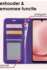 NoXx Hoes Geschikt voor Samsung A25 Hoesje Book Case Hoes Flip Cover Wallet Bookcase Met Screenprotector - Paars
