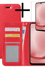NoXx Hoes Geschikt voor Samsung A25 Hoesje Book Case Hoes Flip Cover Wallet Bookcase Met Screenprotector - Rood