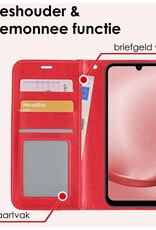 NoXx Hoes Geschikt voor Samsung A25 Hoesje Book Case Hoes Flip Cover Wallet Bookcase Met Screenprotector - Rood