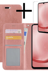 NoXx Hoes Geschikt voor Samsung A25 Hoesje Book Case Hoes Flip Cover Wallet Bookcase Met Screenprotector - Rosé goud