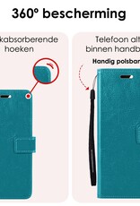 NoXx Hoes Geschikt voor Samsung A25 Hoesje Book Case Hoes Flip Cover Wallet Bookcase Met Screenprotector - Turquoise