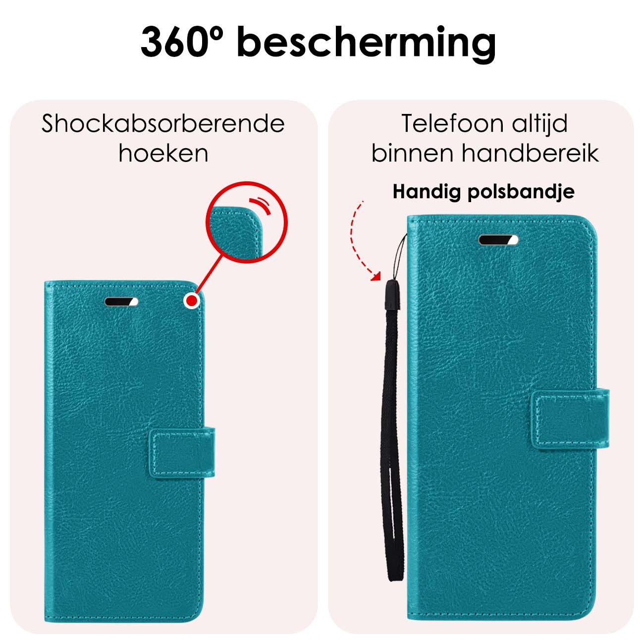 NoXx Hoes Geschikt voor Samsung A25 Hoesje Book Case Hoes Flip Cover Wallet Bookcase Met Screenprotector - Turquoise
