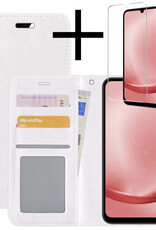NoXx Hoes Geschikt voor Samsung A25 Hoesje Book Case Hoes Flip Cover Wallet Bookcase Met Screenprotector - Wit
