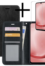 NoXx Hoes Geschikt voor Samsung A25 Hoesje Book Case Hoes Flip Cover Wallet Bookcase Met Screenprotector - Zwart