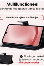 NoXx Hoes Geschikt voor Samsung A25 Hoesje Book Case Hoes Flip Cover Wallet Bookcase Met Screenprotector - Zwart