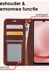 NoXx Hoes Geschikt voor Samsung A25 Hoesje Book Case Hoes Flip Cover Wallet Bookcase Met 2x Screenprotector - Bruin