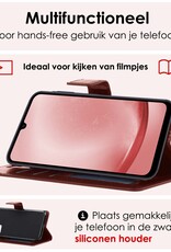 NoXx Hoes Geschikt voor Samsung A25 Hoesje Book Case Hoes Flip Cover Wallet Bookcase Met 2x Screenprotector - Bruin