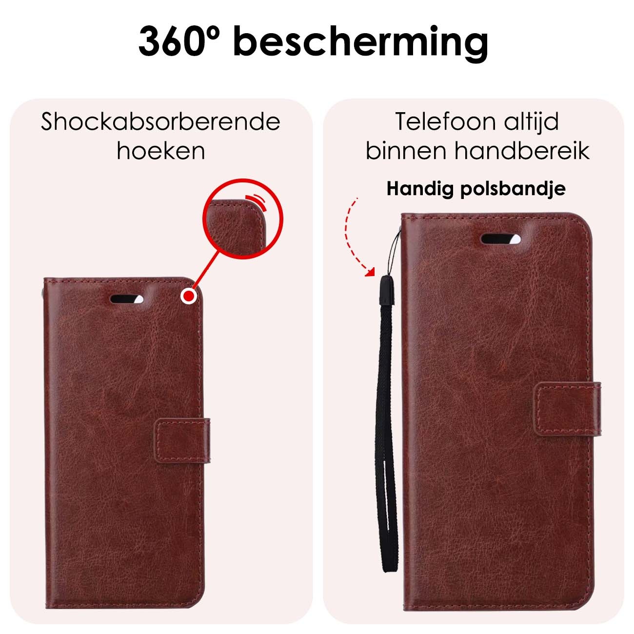NoXx Hoes Geschikt voor Samsung A25 Hoesje Book Case Hoes Flip Cover Wallet Bookcase Met 2x Screenprotector - Bruin
