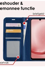 NoXx Hoes Geschikt voor Samsung A25 Hoesje Book Case Hoes Flip Cover Wallet Bookcase Met 2x Screenprotector - Donkerblauw