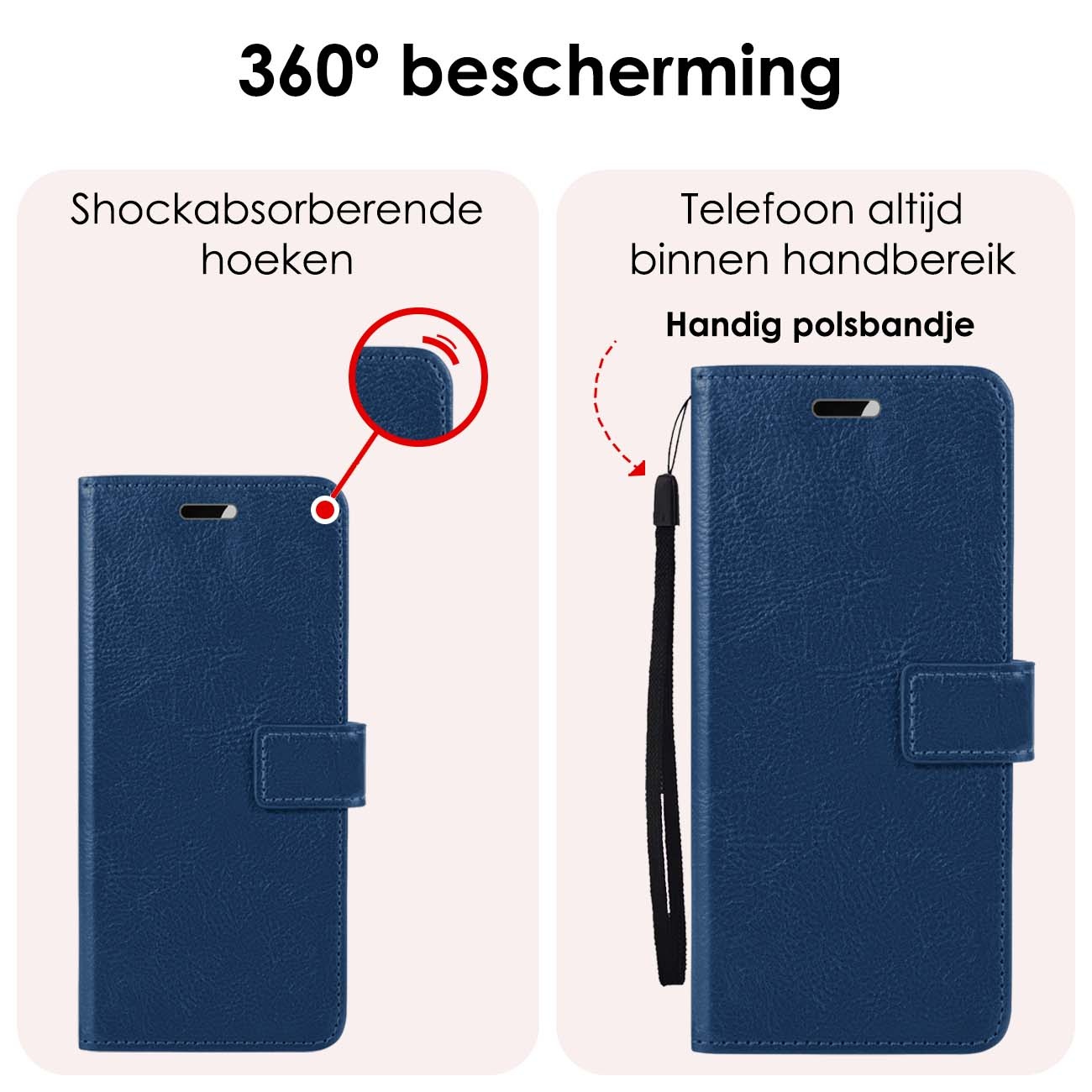 NoXx Hoes Geschikt voor Samsung A25 Hoesje Book Case Hoes Flip Cover Wallet Bookcase Met 2x Screenprotector - Donkerblauw