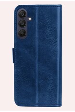 NoXx Hoes Geschikt voor Samsung A25 Hoesje Book Case Hoes Flip Cover Wallet Bookcase Met 2x Screenprotector - Donkerblauw