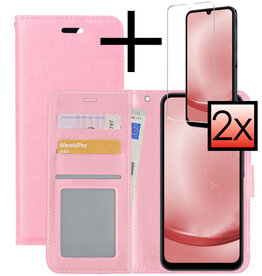 NoXx NoXx Samsung Galaxy A25 Hoesje Bookcase Met 2x Screenprotector - Lichtroze
