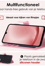 NoXx Hoes Geschikt voor Samsung A25 Hoesje Book Case Hoes Flip Cover Wallet Bookcase Met 2x Screenprotector - Lichtroze
