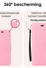 NoXx Hoes Geschikt voor Samsung A25 Hoesje Book Case Hoes Flip Cover Wallet Bookcase Met 2x Screenprotector - Lichtroze