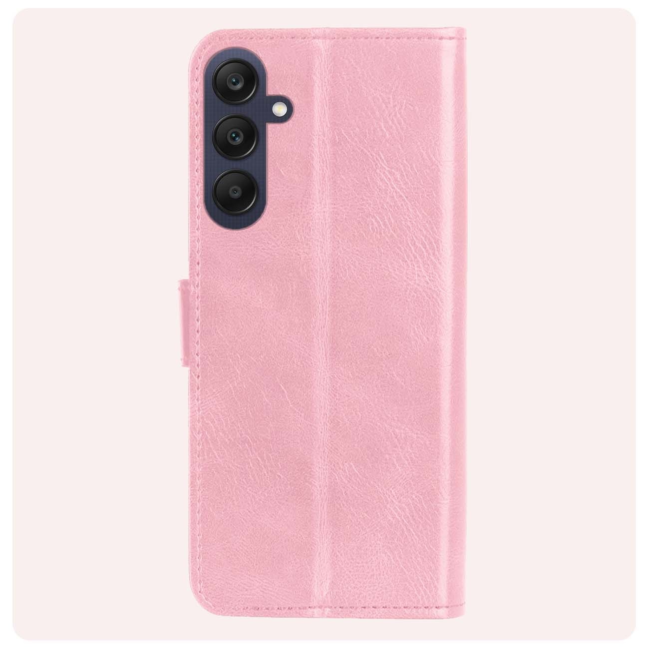 NoXx Hoes Geschikt voor Samsung A25 Hoesje Book Case Hoes Flip Cover Wallet Bookcase Met 2x Screenprotector - Lichtroze