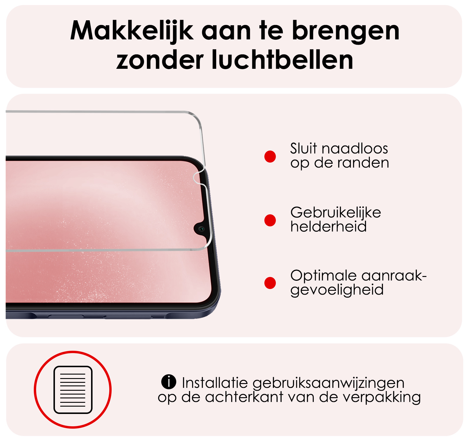 NoXx Hoes Geschikt voor Samsung A25 Hoesje Book Case Hoes Flip Cover Wallet Bookcase Met 2x Screenprotector - Lichtroze