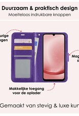 NoXx Hoes Geschikt voor Samsung A25 Hoesje Book Case Hoes Flip Cover Wallet Bookcase Met 2x Screenprotector - Paars