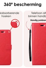 NoXx Hoes Geschikt voor Samsung A25 Hoesje Book Case Hoes Flip Cover Wallet Bookcase Met 2x Screenprotector - Rood