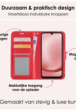 NoXx Hoes Geschikt voor Samsung A25 Hoesje Book Case Hoes Flip Cover Wallet Bookcase Met 2x Screenprotector - Rood