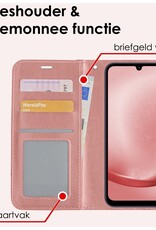 NoXx Hoes Geschikt voor Samsung A25 Hoesje Book Case Hoes Flip Cover Wallet Bookcase Met 2x Screenprotector - Rosé goud