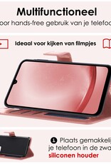 NoXx Hoes Geschikt voor Samsung A25 Hoesje Book Case Hoes Flip Cover Wallet Bookcase Met 2x Screenprotector - Rosé goud