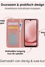 NoXx Hoes Geschikt voor Samsung A25 Hoesje Book Case Hoes Flip Cover Wallet Bookcase Met 2x Screenprotector - Rosé goud