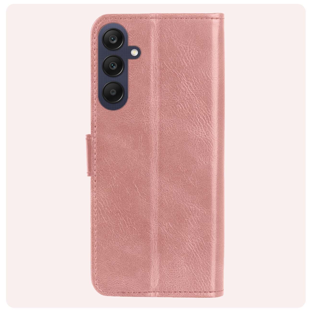 NoXx Hoes Geschikt voor Samsung A25 Hoesje Book Case Hoes Flip Cover Wallet Bookcase Met 2x Screenprotector - Rosé goud