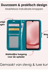 NoXx Hoes Geschikt voor Samsung A25 Hoesje Book Case Hoes Flip Cover Wallet Bookcase Met 2x Screenprotector - Turquoise