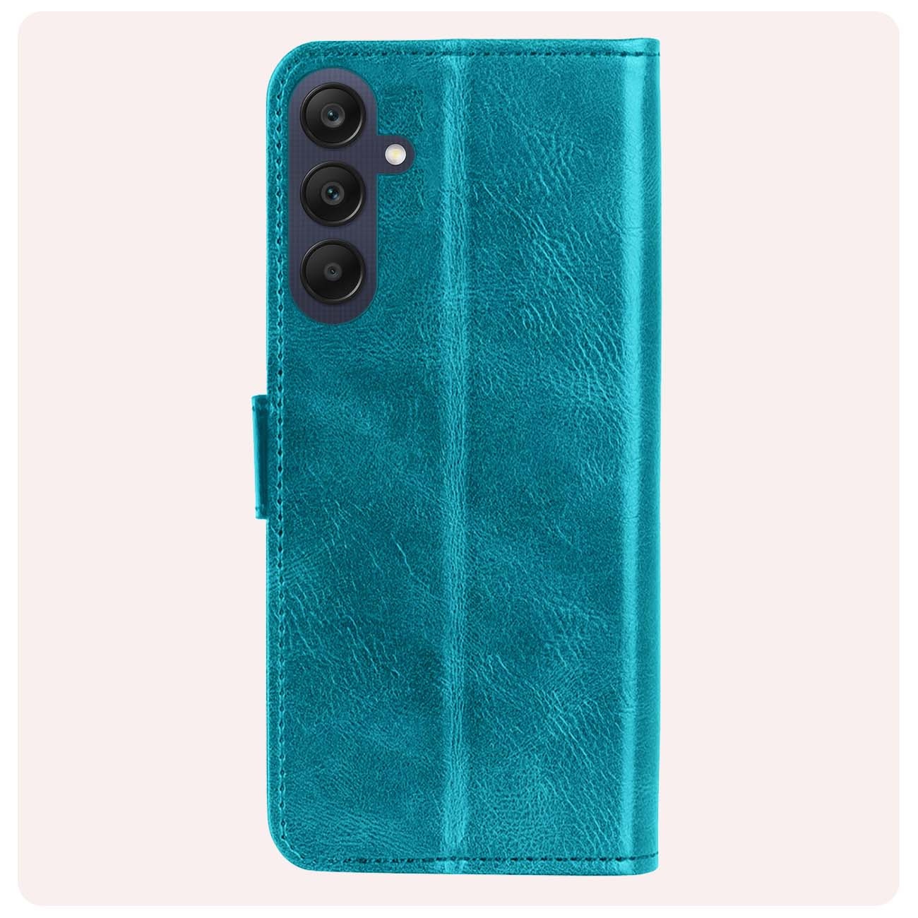 NoXx Hoes Geschikt voor Samsung A25 Hoesje Book Case Hoes Flip Cover Wallet Bookcase Met 2x Screenprotector - Turquoise