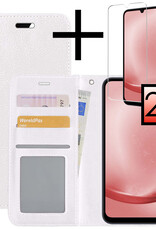 NoXx Hoes Geschikt voor Samsung A25 Hoesje Book Case Hoes Flip Cover Wallet Bookcase Met 2x Screenprotector - Wit