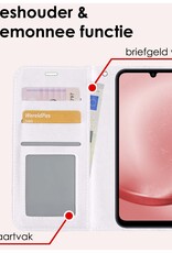 NoXx Hoes Geschikt voor Samsung A25 Hoesje Book Case Hoes Flip Cover Wallet Bookcase Met 2x Screenprotector - Wit