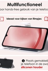 NoXx Hoes Geschikt voor Samsung A25 Hoesje Book Case Hoes Flip Cover Wallet Bookcase Met 2x Screenprotector - Wit