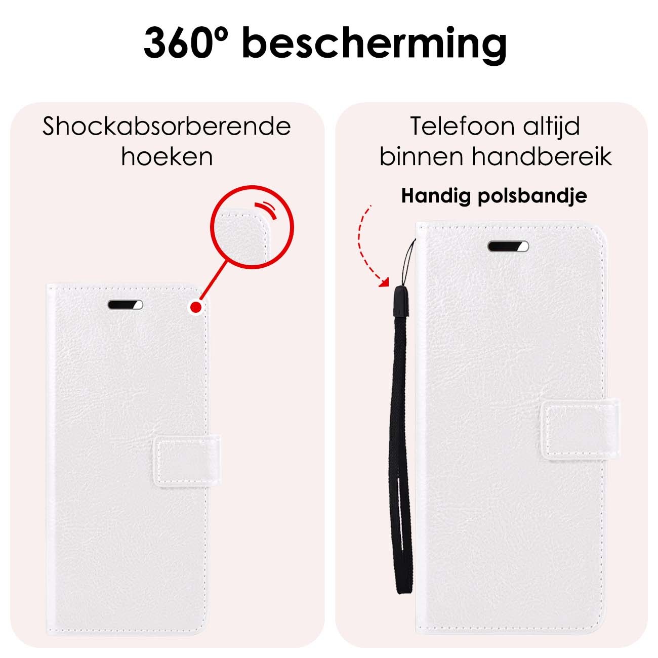 NoXx Hoes Geschikt voor Samsung A25 Hoesje Book Case Hoes Flip Cover Wallet Bookcase Met 2x Screenprotector - Wit