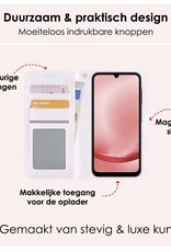 NoXx Hoes Geschikt voor Samsung A25 Hoesje Book Case Hoes Flip Cover Wallet Bookcase Met 2x Screenprotector - Wit