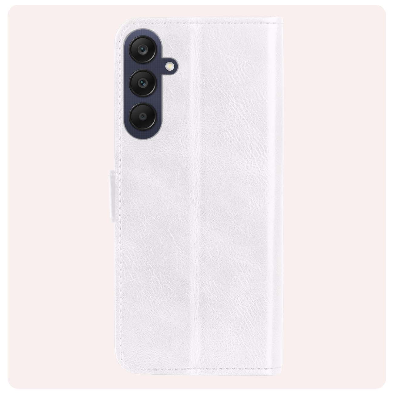 NoXx Hoes Geschikt voor Samsung A25 Hoesje Book Case Hoes Flip Cover Wallet Bookcase Met 2x Screenprotector - Wit