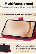 Nomfy Hoesje Geschikt voor Samsung A25 Hoes Bookcase Flipcase Book Cover - Hoes Geschikt voor Samsung Galaxy A25 Hoesje Book Case - Donkerroze