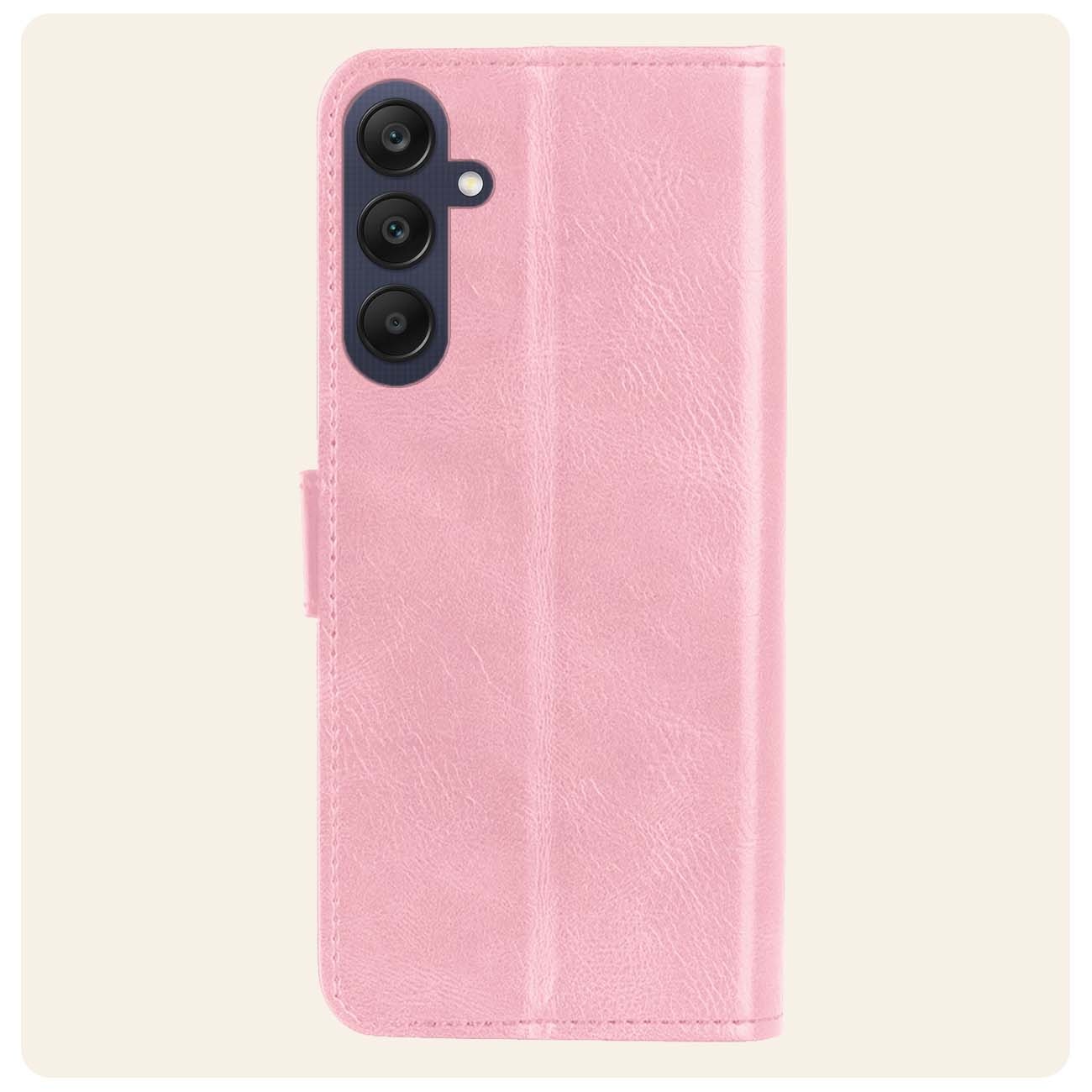 Nomfy Hoesje Geschikt voor Samsung A25 Hoes Bookcase Flipcase Book Cover - Hoes Geschikt voor Samsung Galaxy A25 Hoesje Book Case - Lichtroze