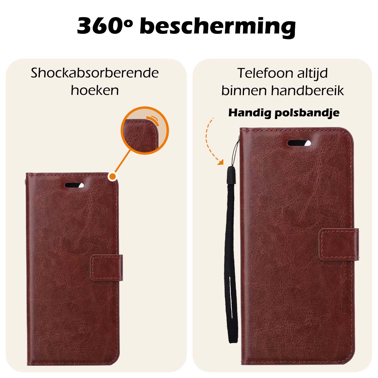 Nomfy Hoesje Geschikt voor Samsung A25 Hoes Bookcase Flipcase Book Cover Met Screenprotector - Hoes Geschikt voor Samsung Galaxy A25 Hoesje Book Case - Bruin