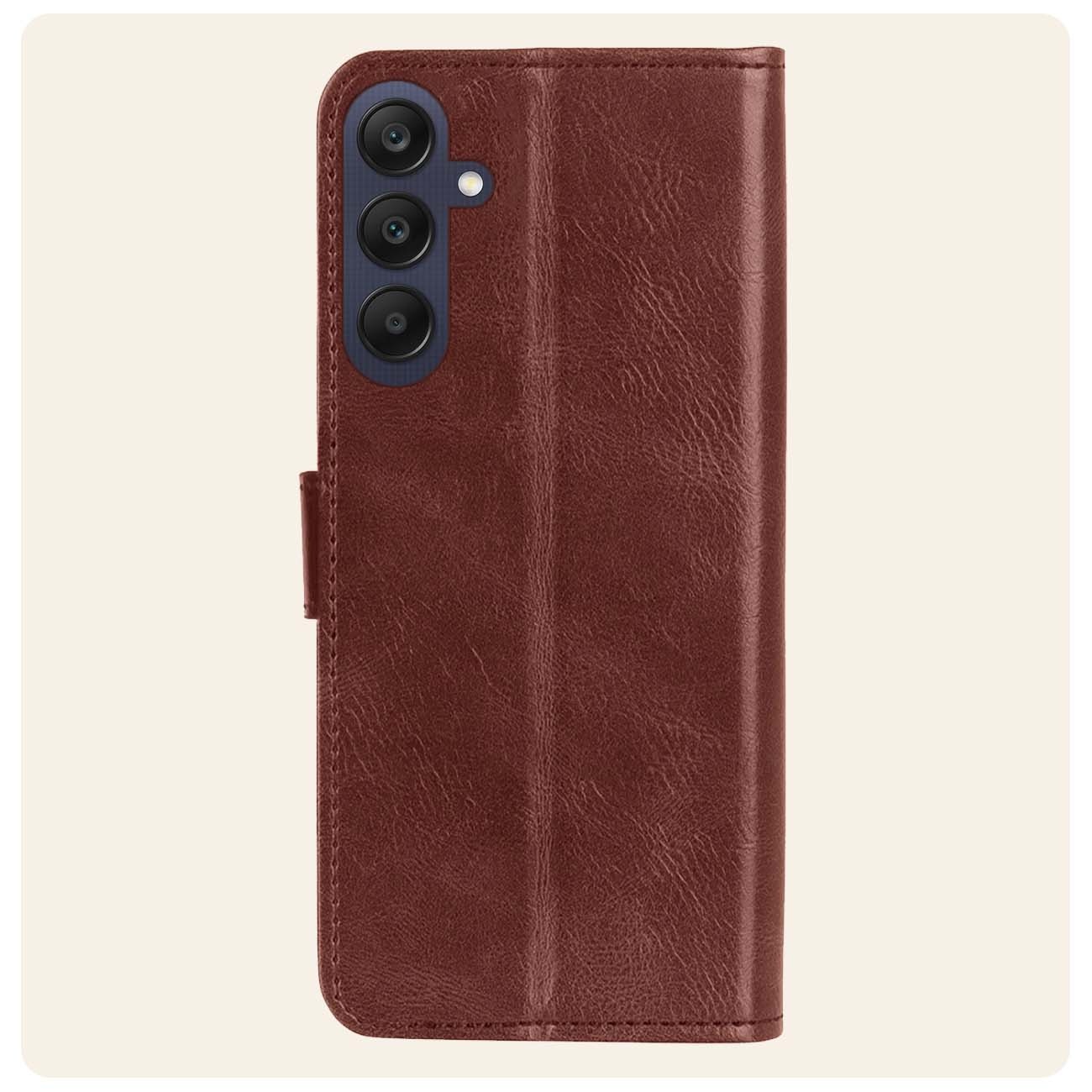 Nomfy Hoesje Geschikt voor Samsung A25 Hoes Bookcase Flipcase Book Cover Met Screenprotector - Hoes Geschikt voor Samsung Galaxy A25 Hoesje Book Case - Bruin