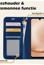 Nomfy Hoesje Geschikt voor Samsung A25 Hoes Bookcase Flipcase Book Cover Met Screenprotector - Hoes Geschikt voor Samsung Galaxy A25 Hoesje Book Case - Donkerblauw