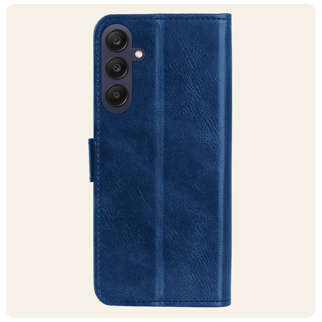 Nomfy Hoesje Geschikt voor Samsung A25 Hoes Bookcase Flipcase Book Cover Met Screenprotector - Hoes Geschikt voor Samsung Galaxy A25 Hoesje Book Case - Donkerblauw